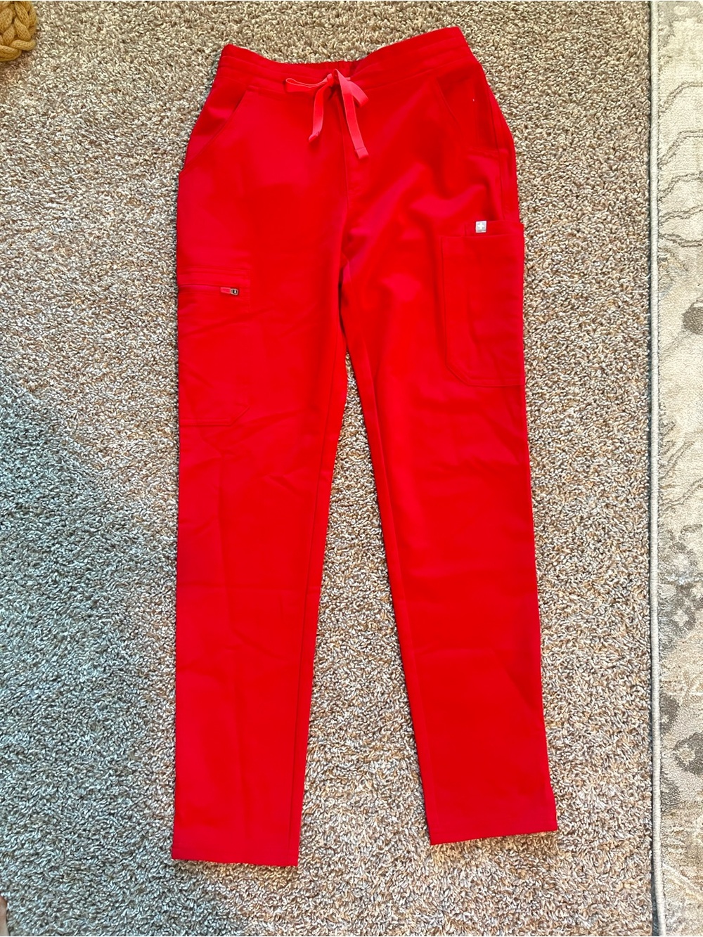 Figs Women's Straight Leg Scrub Pants in Pop of Red
